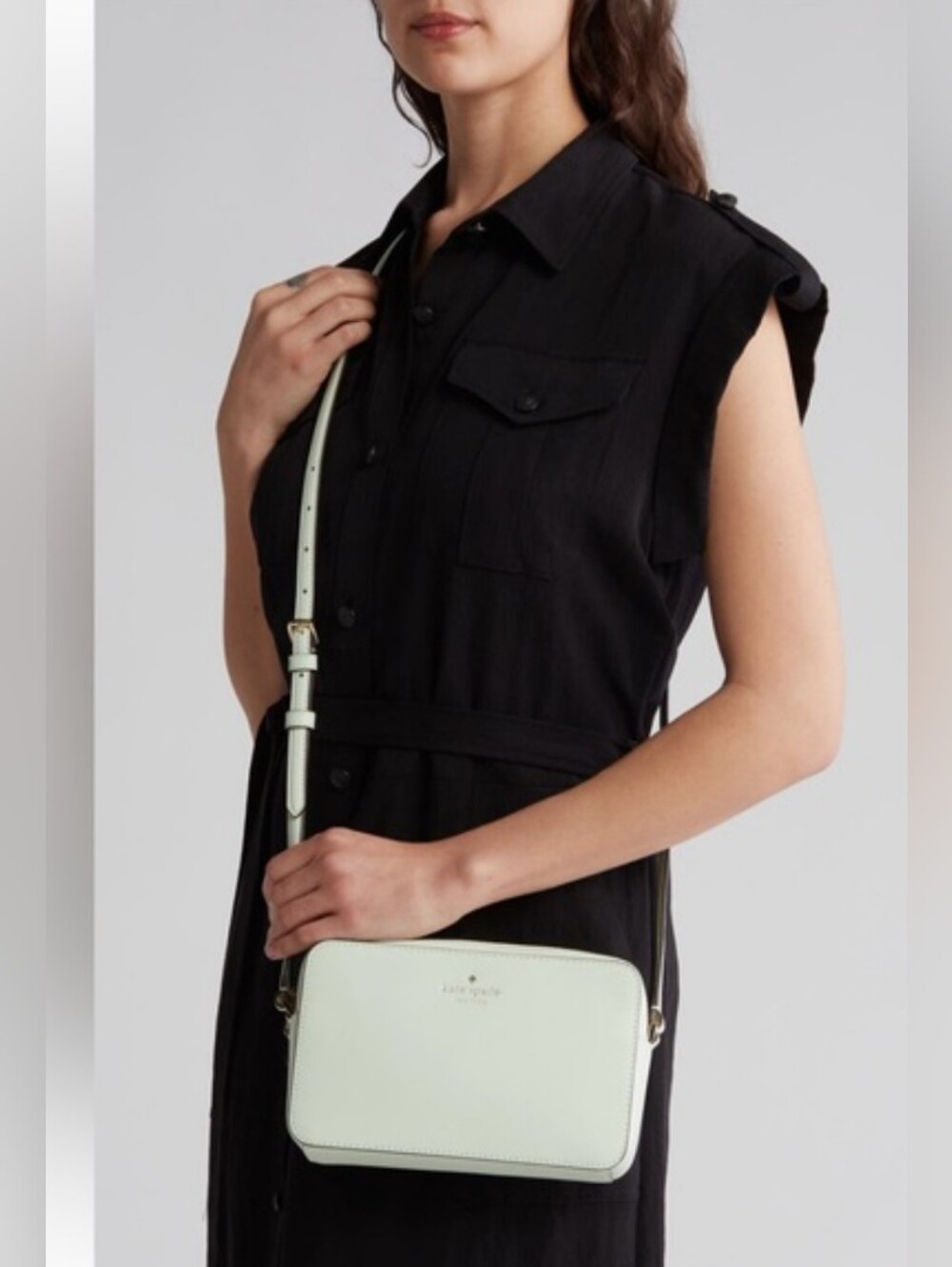 NWOT kate spade Kingston Drive Arla Misty Mint Leather Crossbody with Tassel